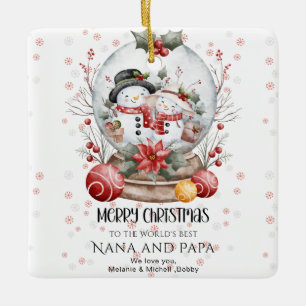 Merry Christmas To The World's Best Grandparents  Ceramic Ornament