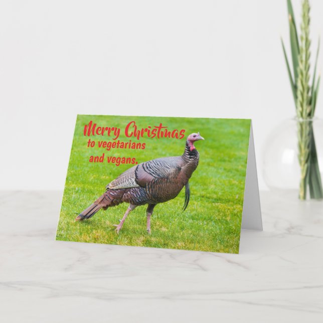 Merry Christmas to vegetarians and vegans. Card (Front)