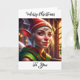 Merry Christmas To You   Adorable Elf Thank You Card