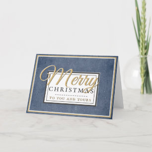 Merry Christmas To You and Yours Blue Sparkle Holiday Card
