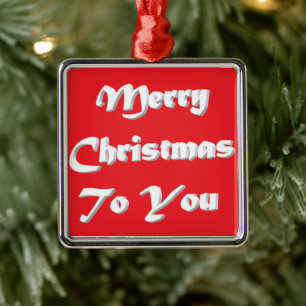 Merry Christmas to you colours red white graphics Metal Tree Decoration