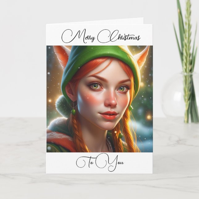 Merry Christmas To You | Cute Elf Thank You Card (Front)