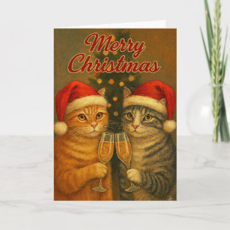 Merry Christmas – Toasting Cats Under the Tree Card