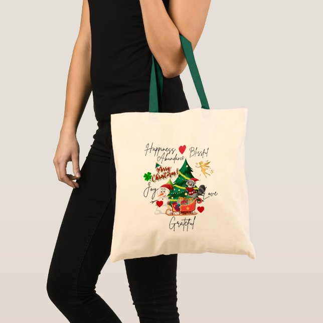 Merry Christmas Tote Bag | Festive Holiday Gift  (Front (Product))