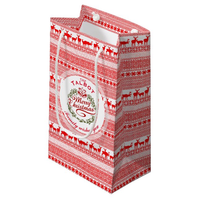 MERRY CHRISTMAS Traditional personalised S Gift B Small Gift Bag (Front Angled)
