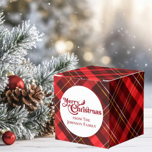 Merry Christmas Traditional Red Plaid Custom Party Favour Box