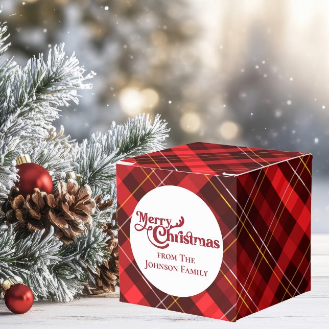 Merry Christmas Traditional Red Plaid Custom Party Favour Box (Creator Uploaded)