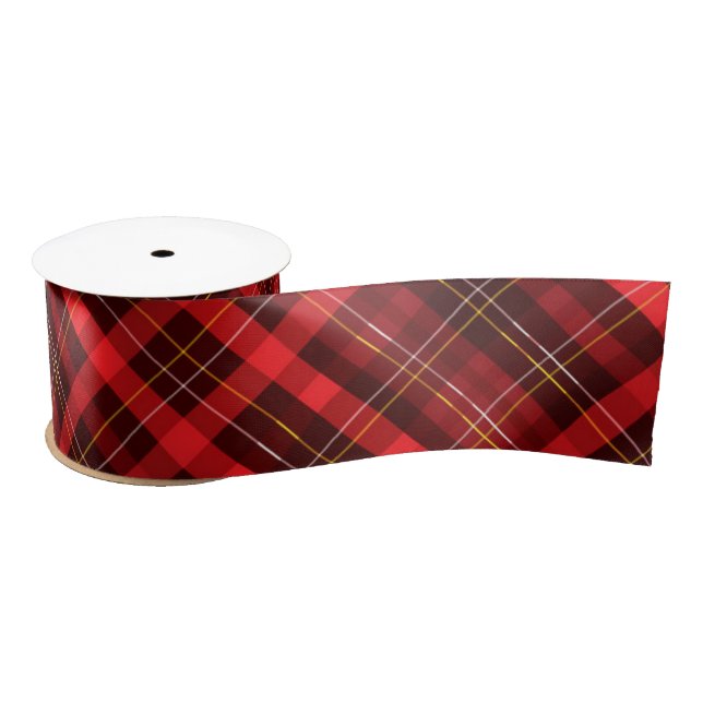 Merry Christmas Traditional Red Plaid Tartan Satin Ribbon (Spool)