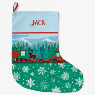 Merry Christmas Train and Scotty Dog Large Christmas Stocking