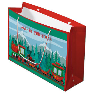 Merry Christmas Train Large Gift Bag