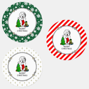 Merry Christmas Tree 2 Old English Sheepdog Grey 1