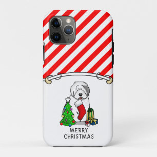 Merry Christmas Tree 2 Old English Sheepdog Grey 1 Case-Mate iPhone Case