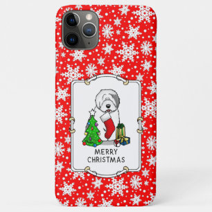 Merry Christmas Tree 2 Old English Sheepdog Grey 1 Case-Mate iPhone Case
