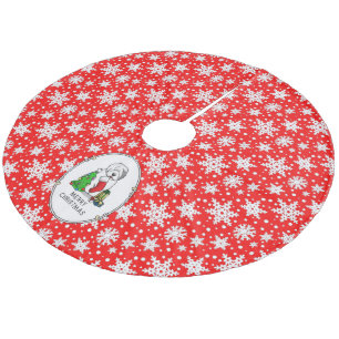 Merry Christmas Tree 2 Old English Sheepdog Grey 1 Fleece Tree Skirt
