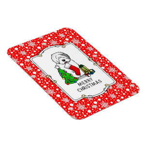 Merry Christmas Tree 2 Old English Sheepdog Grey 1 Magnet