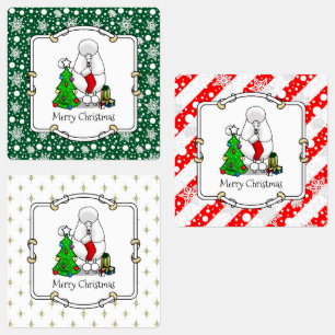 Merry Christmas Tree 2 Poodle (white) Dog Cute
