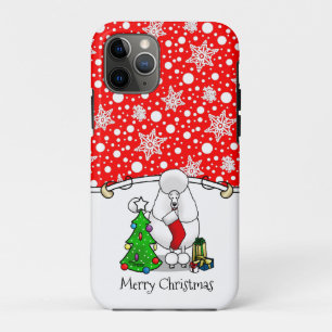 Merry Christmas Tree 2 Poodle (white) Dog Cute Case-Mate iPhone Case
