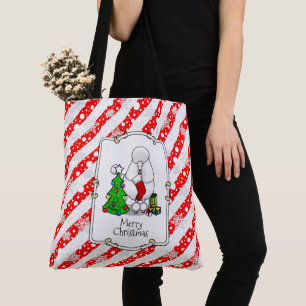 Merry Christmas Tree 2 Poodle (white) Dog Cute Tote Bag