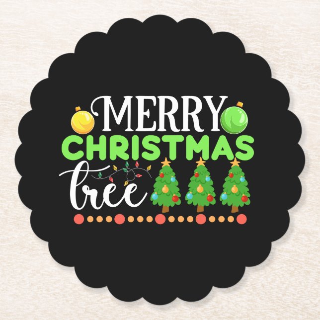 Merry Christmas Tree-34564 Paper Coaster (Front)