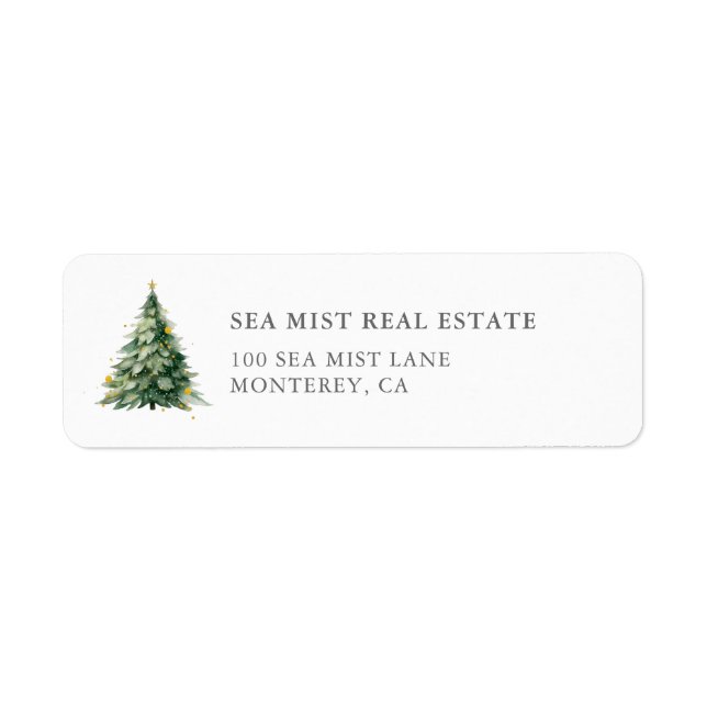 Merry Christmas Tree Address Labels for Holidays (Front)