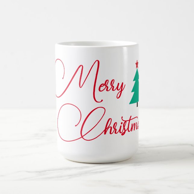 Merry Christmas Tree and Calligraphy  Coffee Mug (Center)