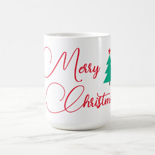 Merry Christmas Tree and Calligraphy Coffee Mug