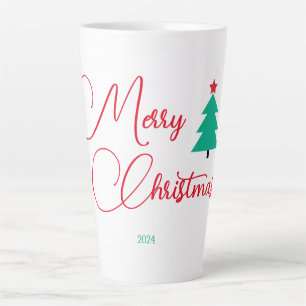 Merry Christmas Tree and Calligraphy Latte Mug