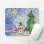 Merry Christmas Tree And Frosty Snowman Watercolor Mouse Pad<br><div class="desc">Classic Mouse Pad, retro old school flat style mousepad, home office, work station and electronic accessory printed with Merry Christmas Tree And Frosty Snowman Watercolor painting original artwork design and select products collection by TheFabricSeal print on demand shop at Zazzle.com #ZazzleMade https://www.zazzle.com/store/thefabricseal TheFabricSeal©️Original. This cheerfully fun design image print is...</div>
