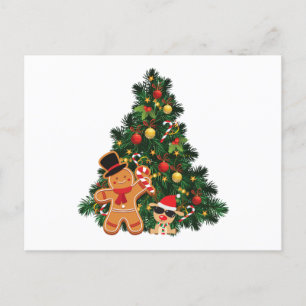 Merry Christmas Tree and Ornaments  Holiday Postcard