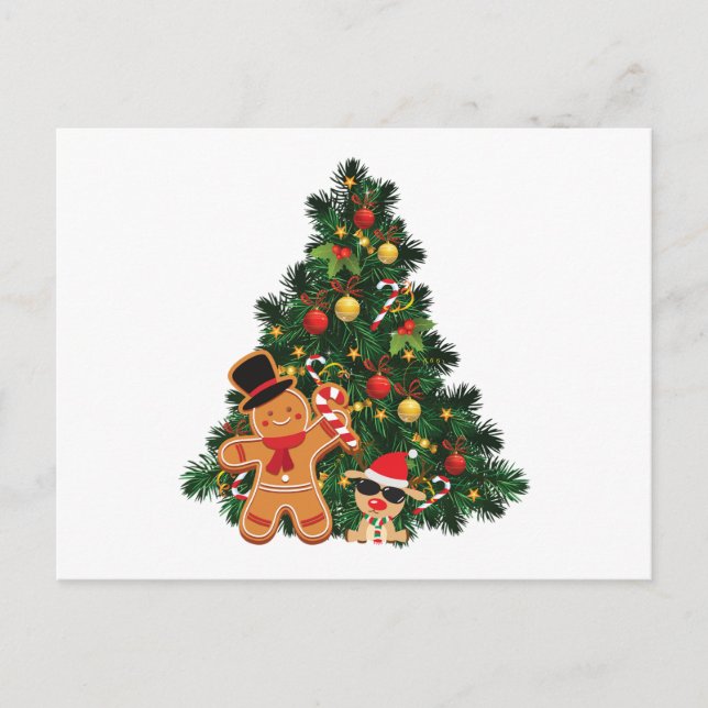 Merry Christmas Tree and Ornaments  Holiday Postcard (Front)