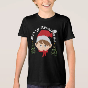 Merry Christmas tree and Santa hat  Tri-Blend Shirt