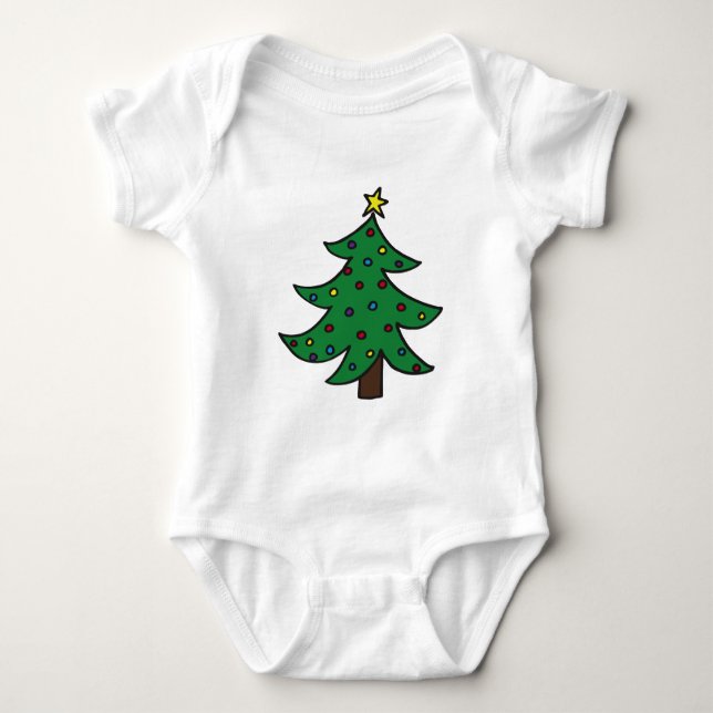 Merry Christmas Tree Baby Bodysuit (Front)