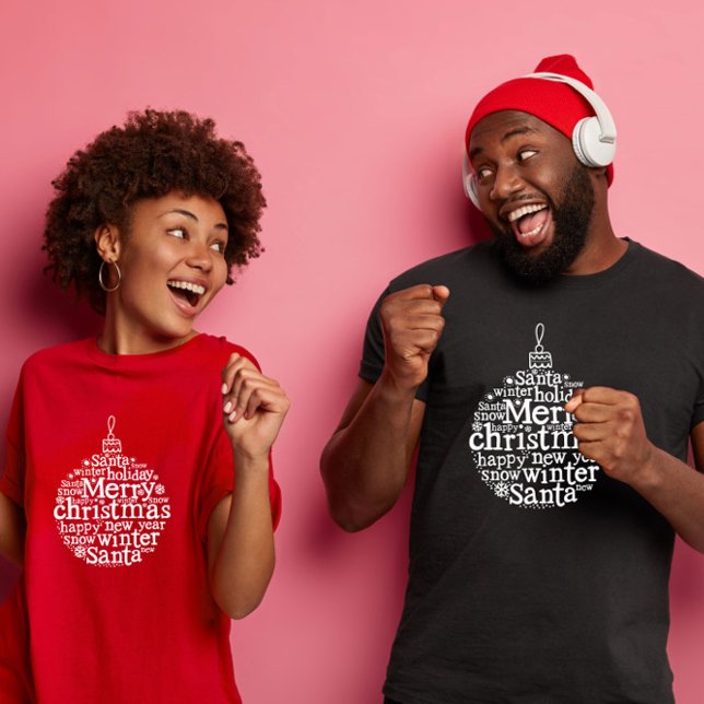 Merry Christmas Tree Ball typography design T-Shirt (Creator Uploaded)