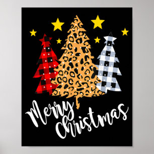 Merry Christmas Tree Buffalo Plaid Red Green Xmas Poster
