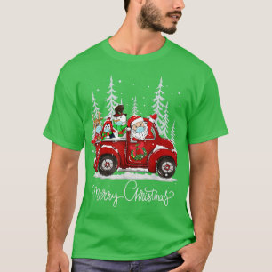 Merry Christmas Tree Buffalo Plaid Red Truck  T-Shirt