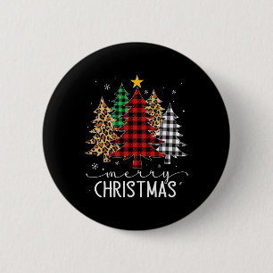 Merry Christmas Tree Buffalo Plaid Red White Green 6 Cm Round Badge