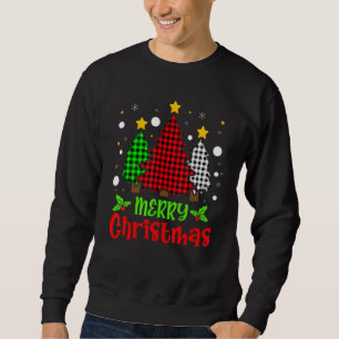 Merry Christmas Tree Buffalo Plaid Red White Green Sweatshirt