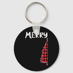Merry Christmas Tree Buffalo Plaid Xmas Couples Ma Key Ring