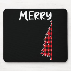 Merry Christmas Tree Buffalo Plaid Xmas Couples Ma Mouse Pad