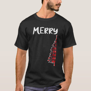 Merry Christmas Tree Buffalo Plaid Xmas Couples Ma T-Shirt