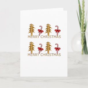 Merry Christmas Tree Candy red gold Holiday Card