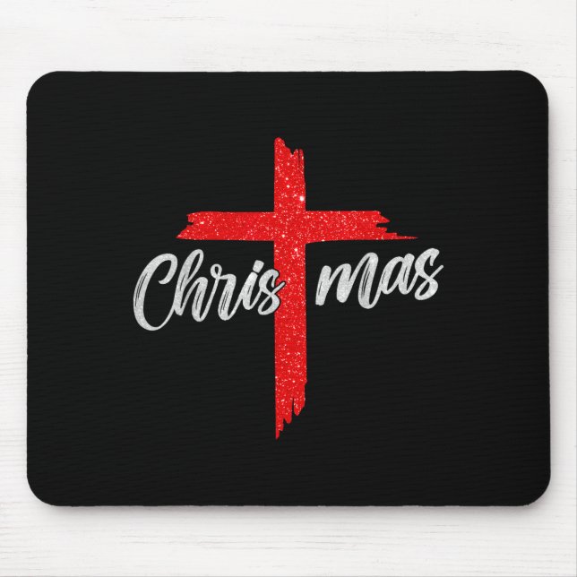 Merry Christmas Tree Christian Cross Jesus Faith B Mouse Pad (Front)