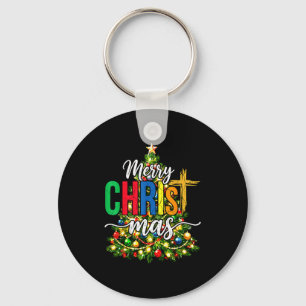 Merry Christmas Tree Christian Xmas Key Ring