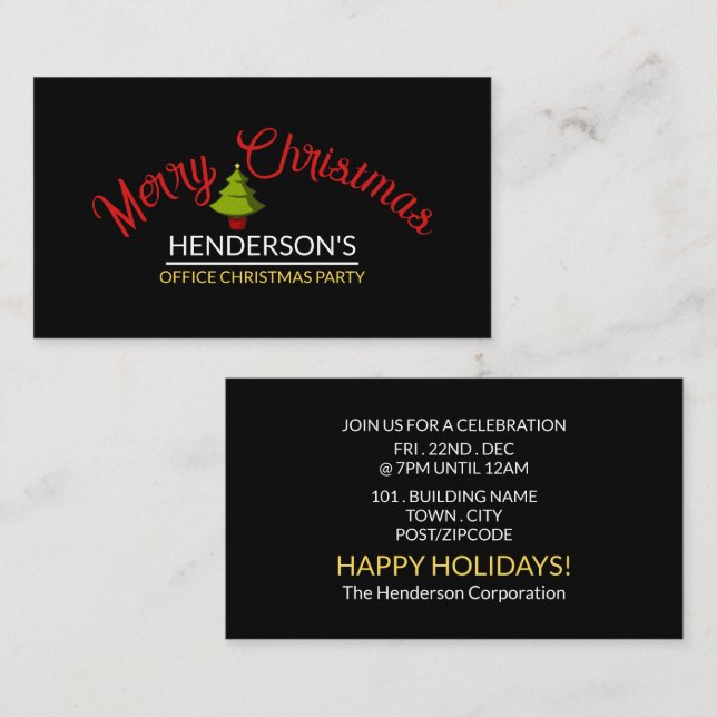 Merry Christmas Tree, Christmas Party Ticket Enclosure Card (Front/Back)