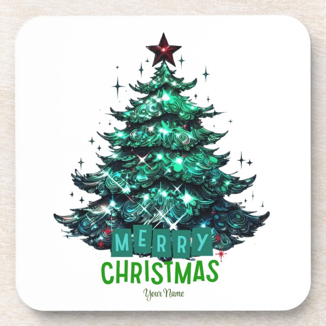 Merry Christmas Tree Coaster (Front)