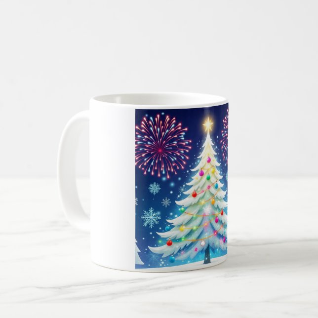 Merry Christmas Tree Coffee Mug – Winter Festival  (Front Left)