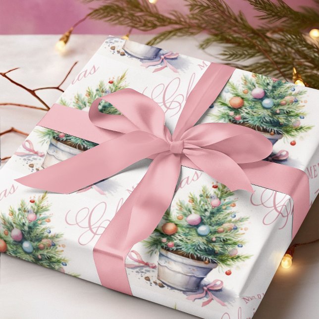 Merry Christmas Tree Colourful Ornaments Wrapping Paper (Creator Uploaded)