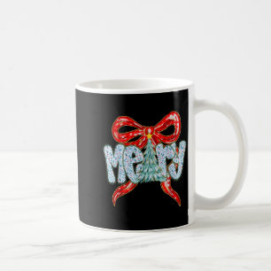 Merry Christmas Tree Coquette Bow Xmas Holiday Wom Coffee Mug