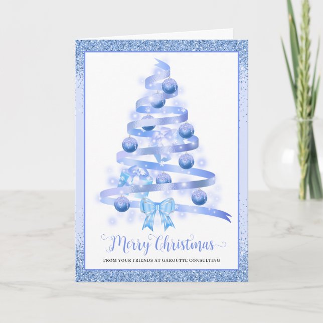 Merry Christmas Tree Corporate Folded Holiday Card (Front)