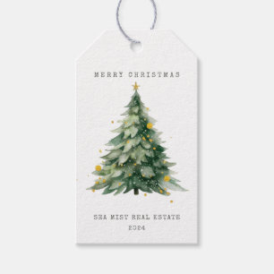 Merry Christmas Tree Corporate Holiday Gift Tags